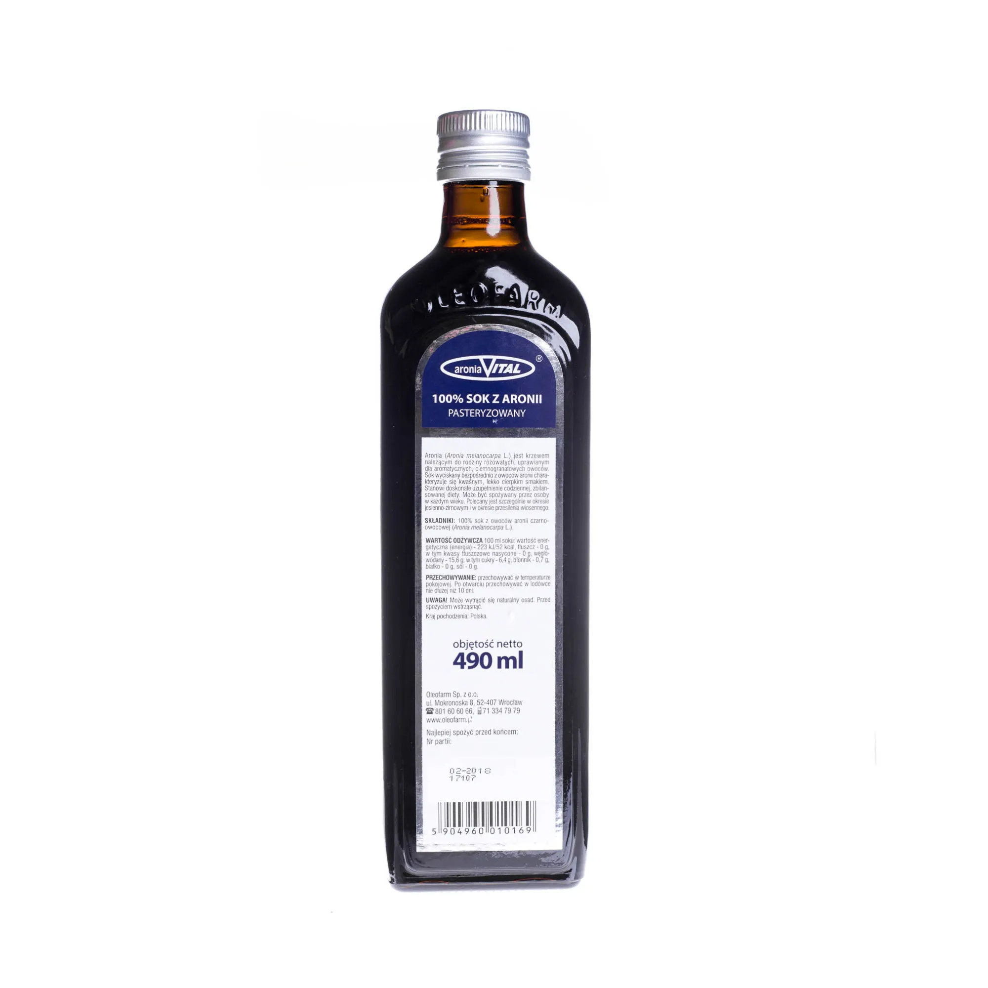 Oleofarm AroniaVital Sok z Aronii 100%, 490 ml 