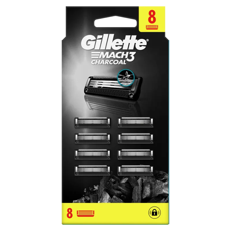 Gillette Mach3 Charcoal Ostrza wymienne do maszynki do golenia dla mężczyzn, 8 szt.