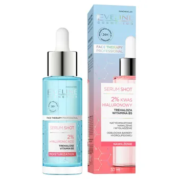 Eveline Cosmetics Serum Shot Nawilżenie kuracja 2% kwas hialuronowy na twarz, szyję i dekolt, 30 ml 