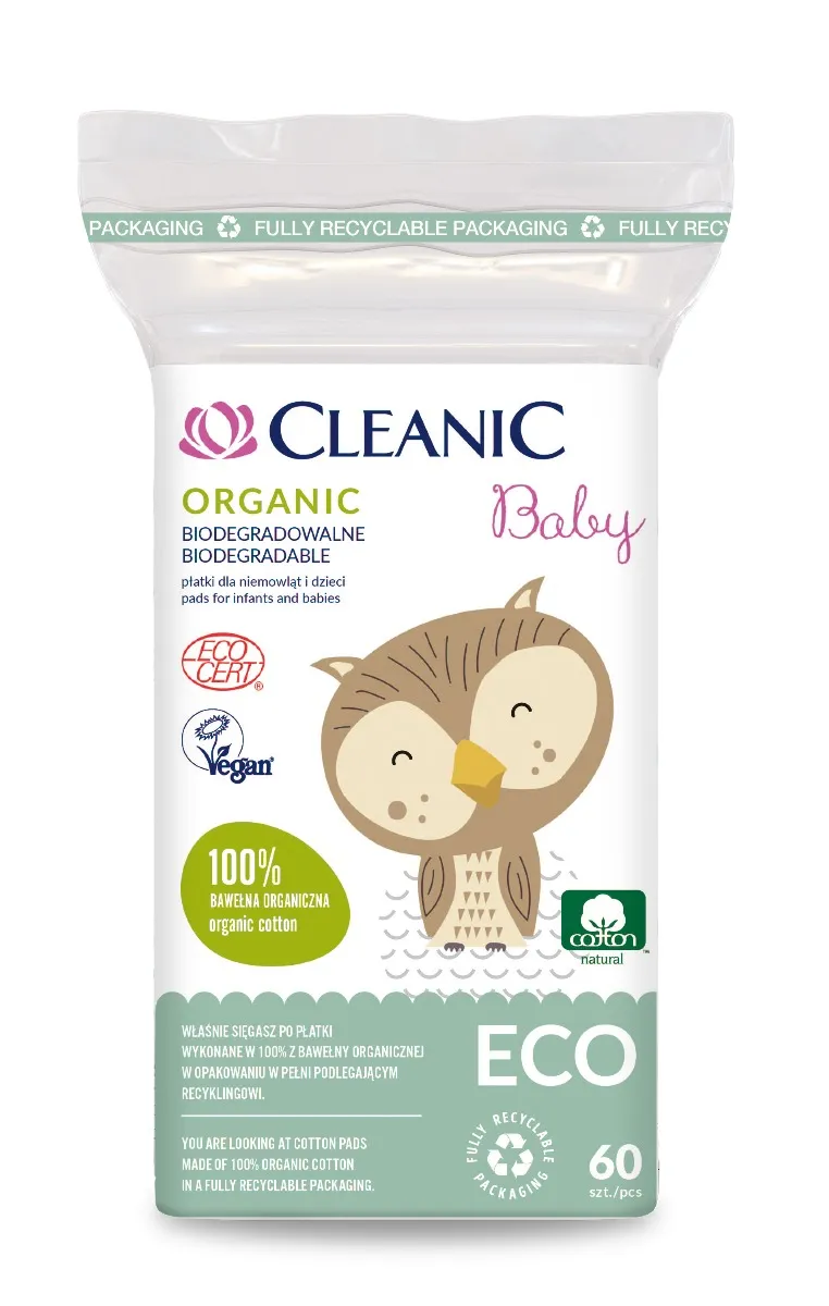 Cleanic Eco Baby, płatki dziecięce, 60 sztuk