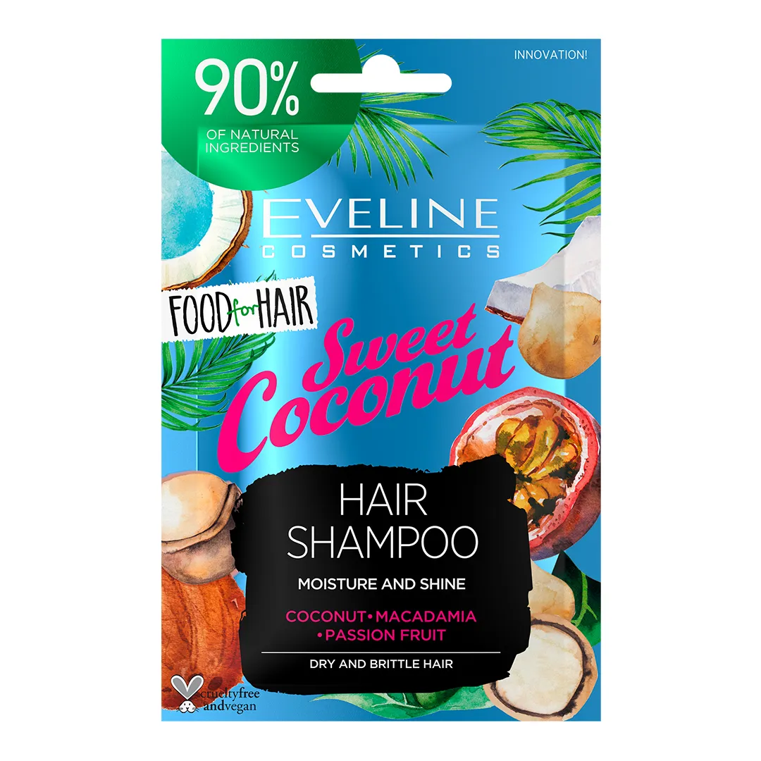 Eveline Cosmetics Food For Hair nawilżający szampon do włosów suchych i normalnych Sweet Coconut, 20 ml