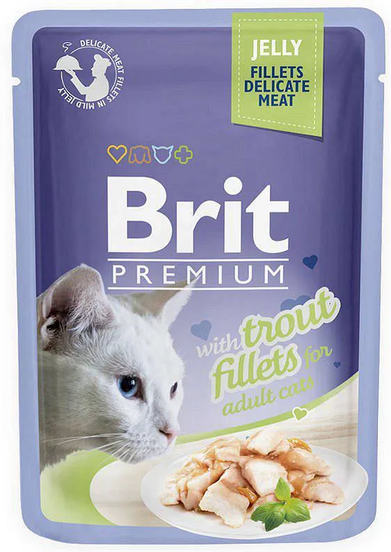 Brit Premium Cat Pouch Karma z pstrągiem w galarecie dla dorosłych kotów, 85 g
