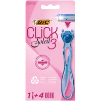BiC Soleil Click 3 3-ostrzowa maszynka do golenia dla kobiet z wymiennymi wkładami, 1 maszynka + 4 wkłady