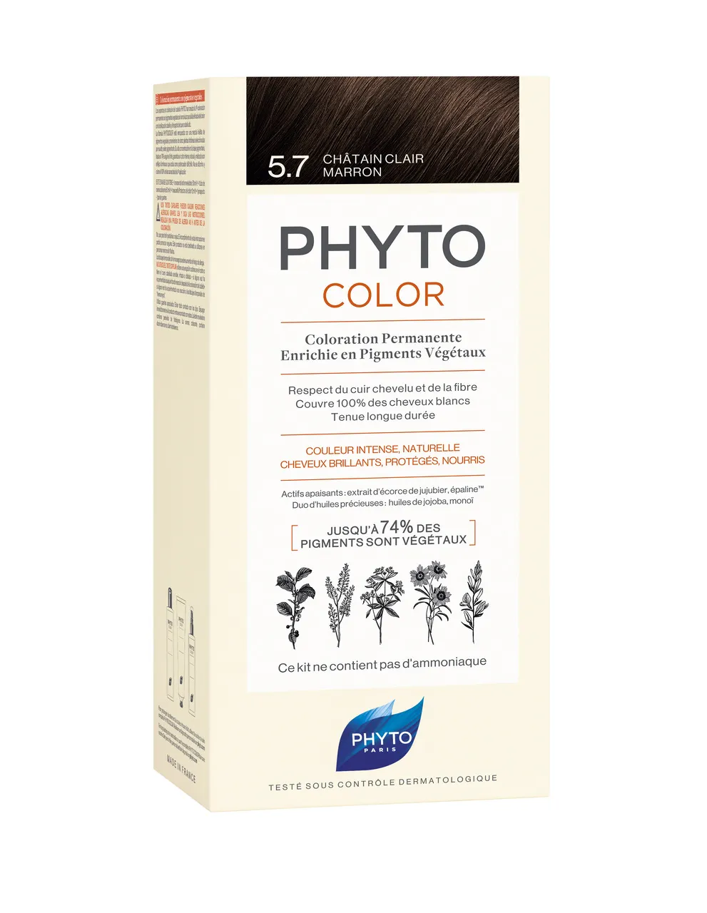 Phyto Color, farba do włosów, 5,7 jasny kasztanowy brąz, 1 opakowanie