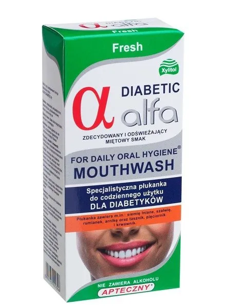 Alfa Diabetic Fresh, specjalistyczna płukanka dla diabetyków, smak miętowy, 200 ml