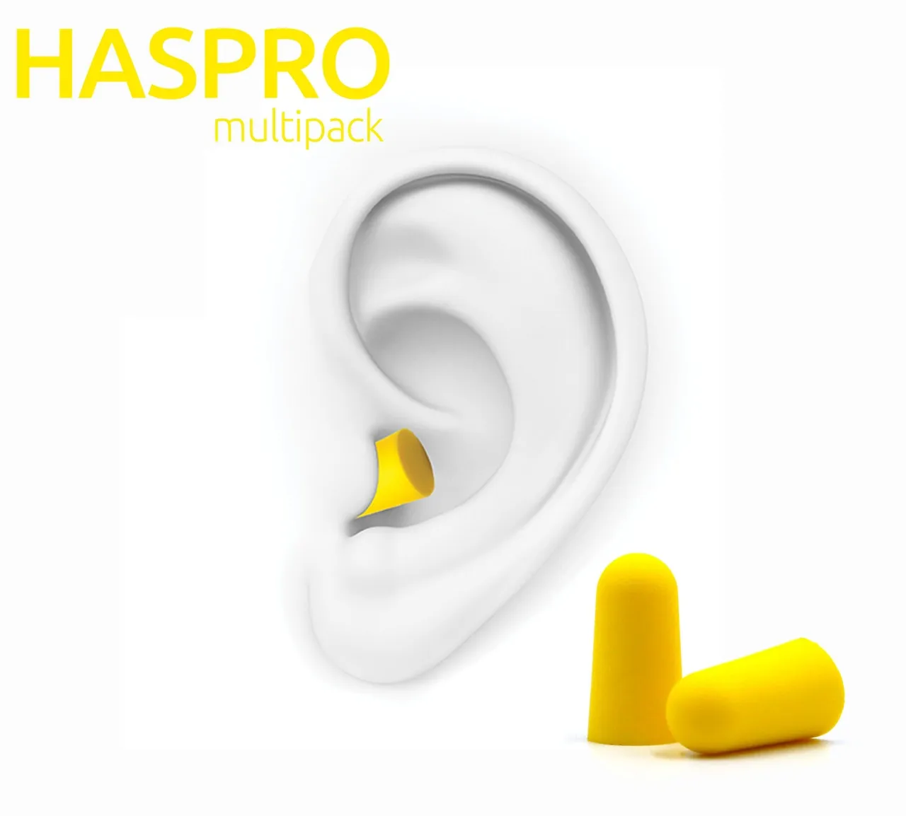 Haspro Tube50, stopery do uszu, kolor żółty, 50 par 