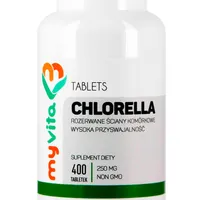 MyVita, Chlorella algi 250mg, rozerwane ściany komórkowe, suplement diety, 400 tabletek