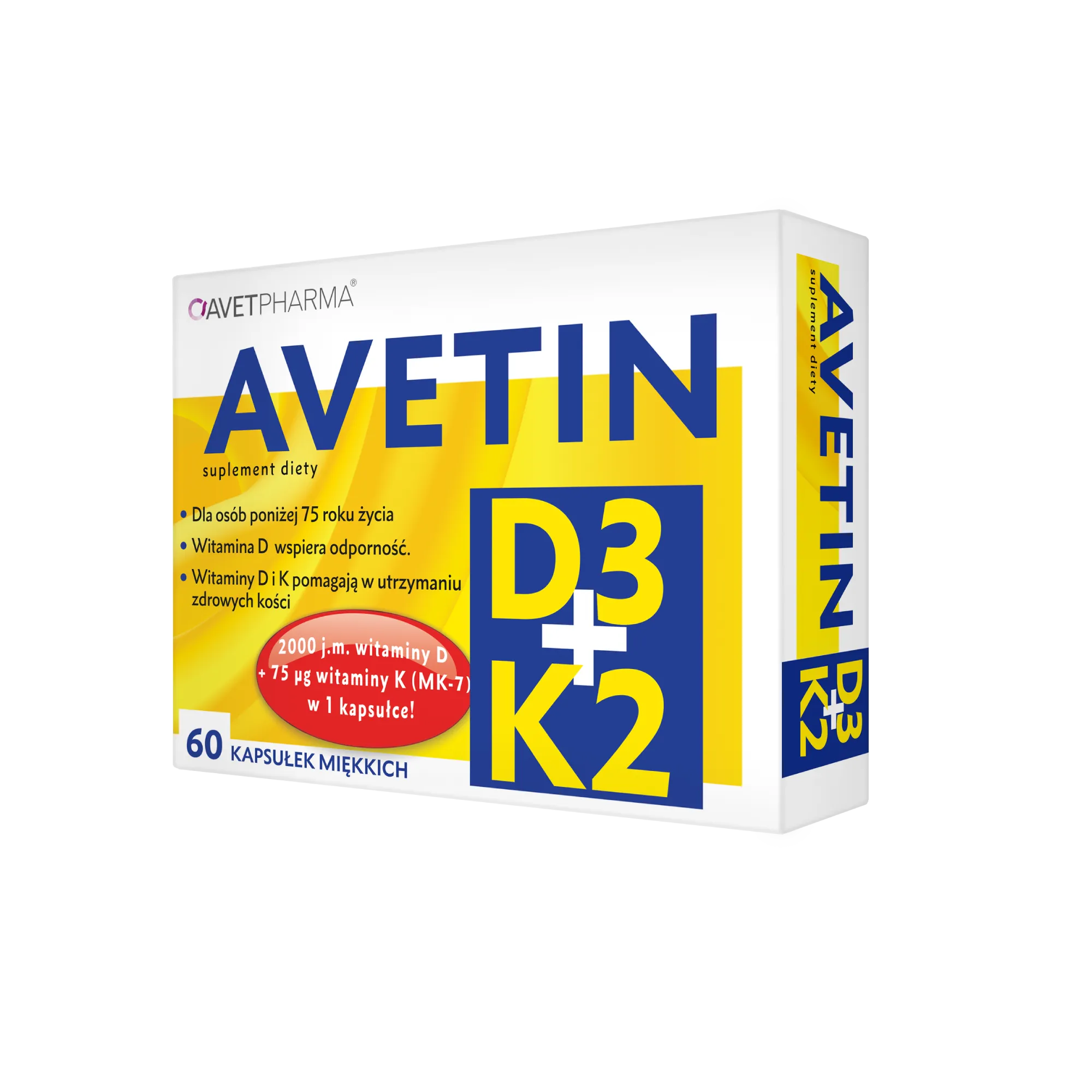AVETIN D3 + K2, 60 kapsułek miękkich
