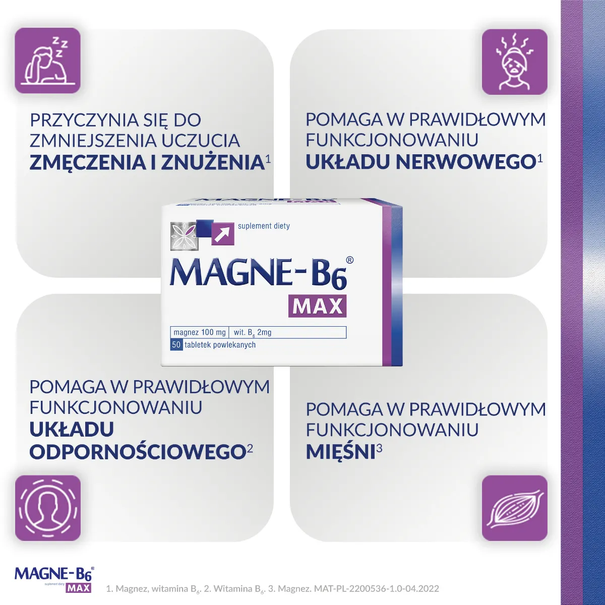 Magne-B6 MAX, magnez 100 mg, suplement diety, 50 tabletek powlekanych 