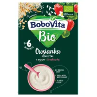 BoboVita Bio owsianka bezmleczna z ryżem i truskawką dla niemowląt powyżej 6 miesiąca, 200 g