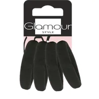 Glamour Gumki do włosów szerokie czarne, 4 szt.