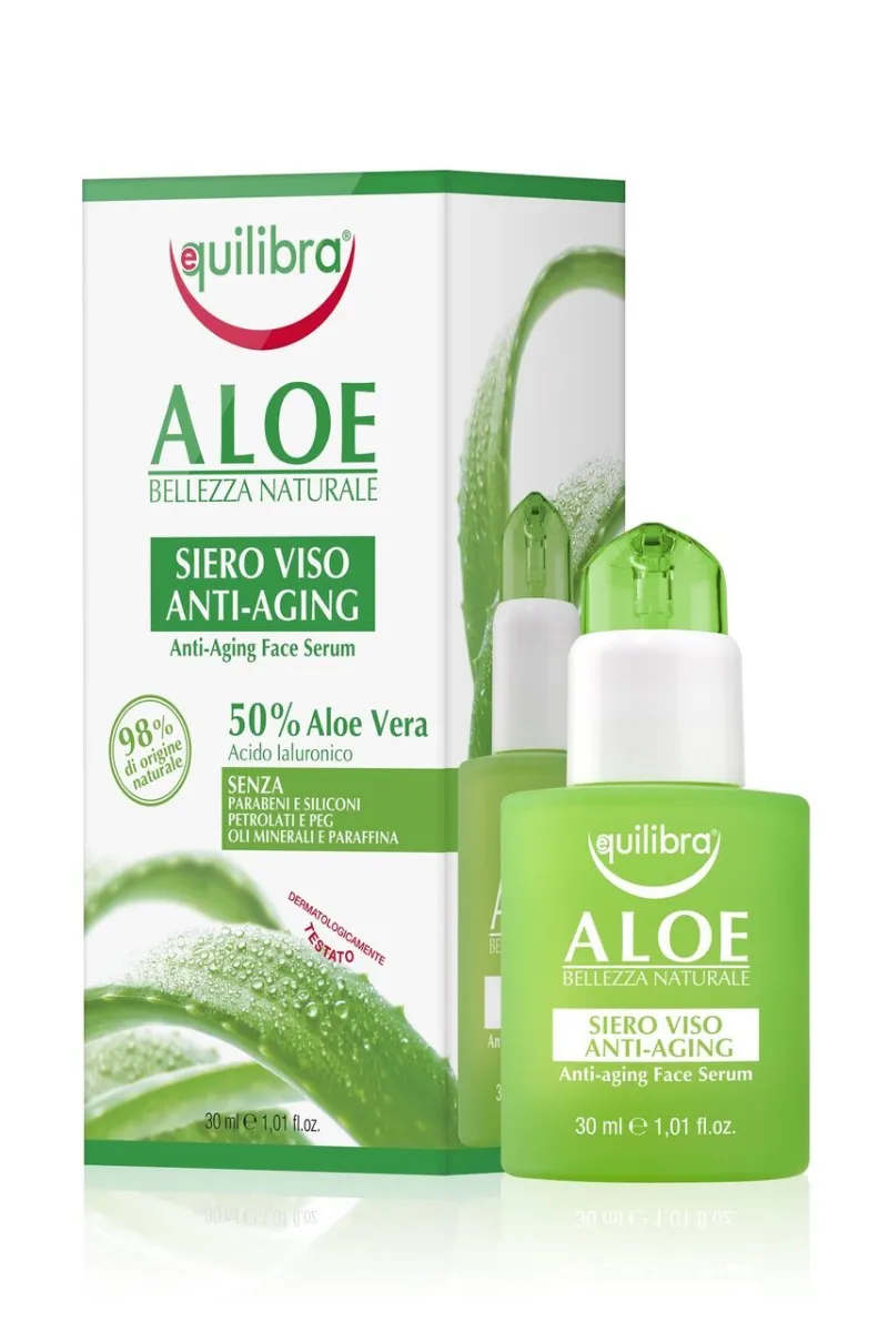 Equilibra Aloe, aloesowe przeciwstarzeniowe serum do twarzy z kwasem hialuronowym, 30 ml