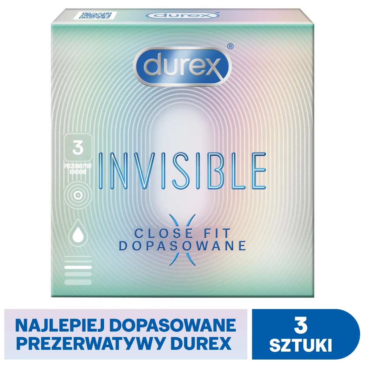 Durex Invisible Close Fit, prezerwatywy, 3 sztuki