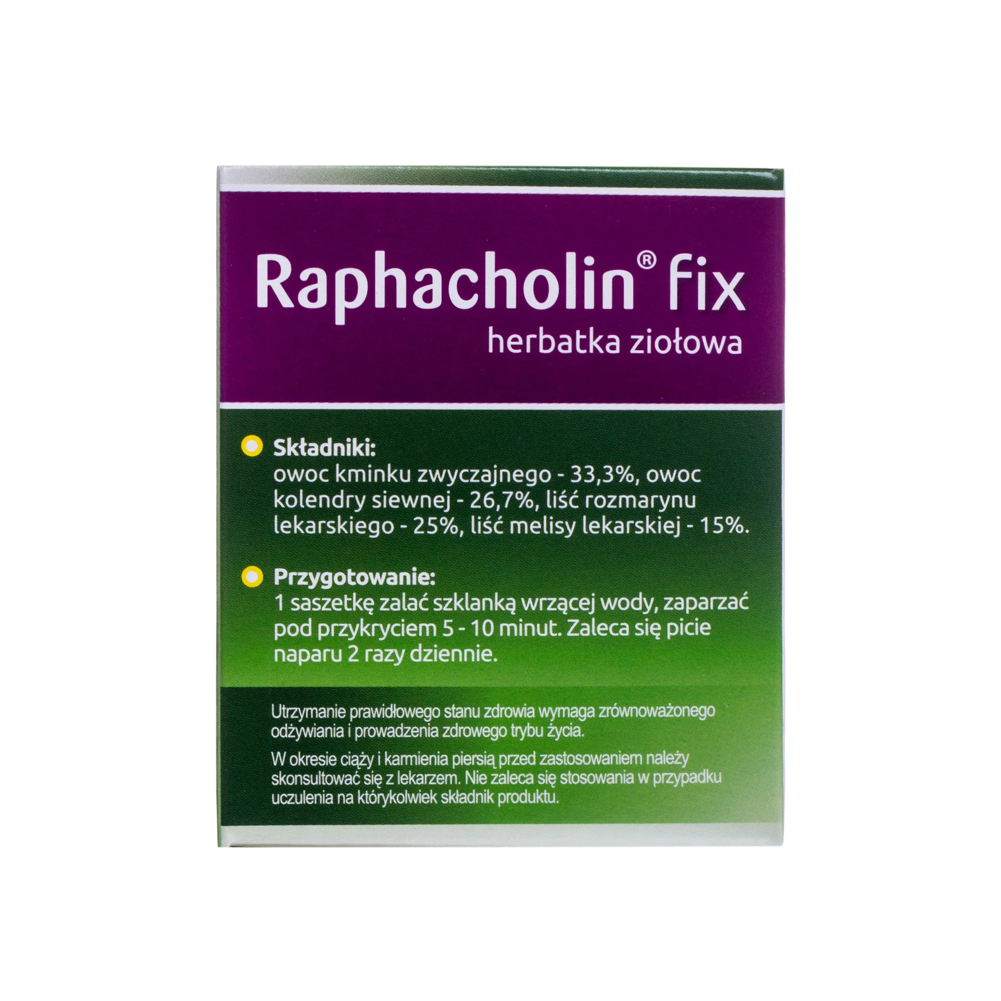 Raphacholin fix, suplement diety, herbata ziołowa na dobre trawienie, 20 saszetek 
