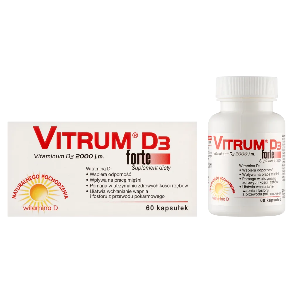 Vitrum D3 Forte, suplement diety, 60 kapsułek 