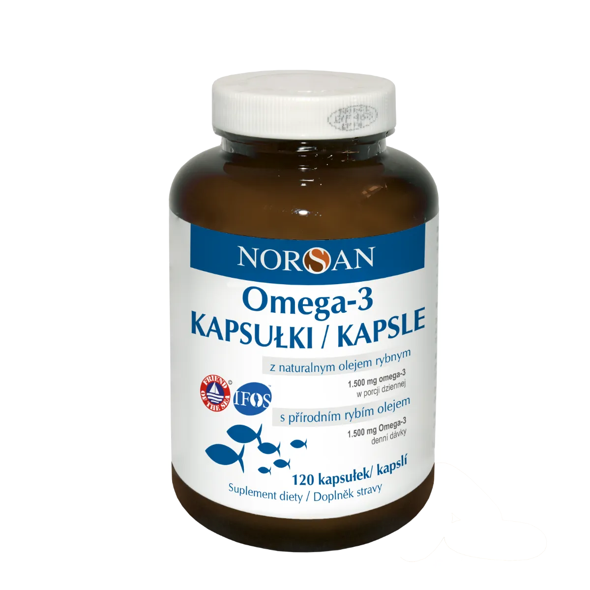 Norsan Omega-3 kapsułki z naturalnym olejem rybim i ekstraktem z rozmarynu, 120 kapsułek