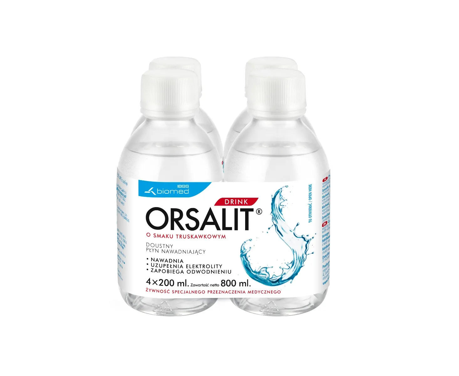 Orsalit Drink, smak truskawkowy, płyn 4 x 200 ml