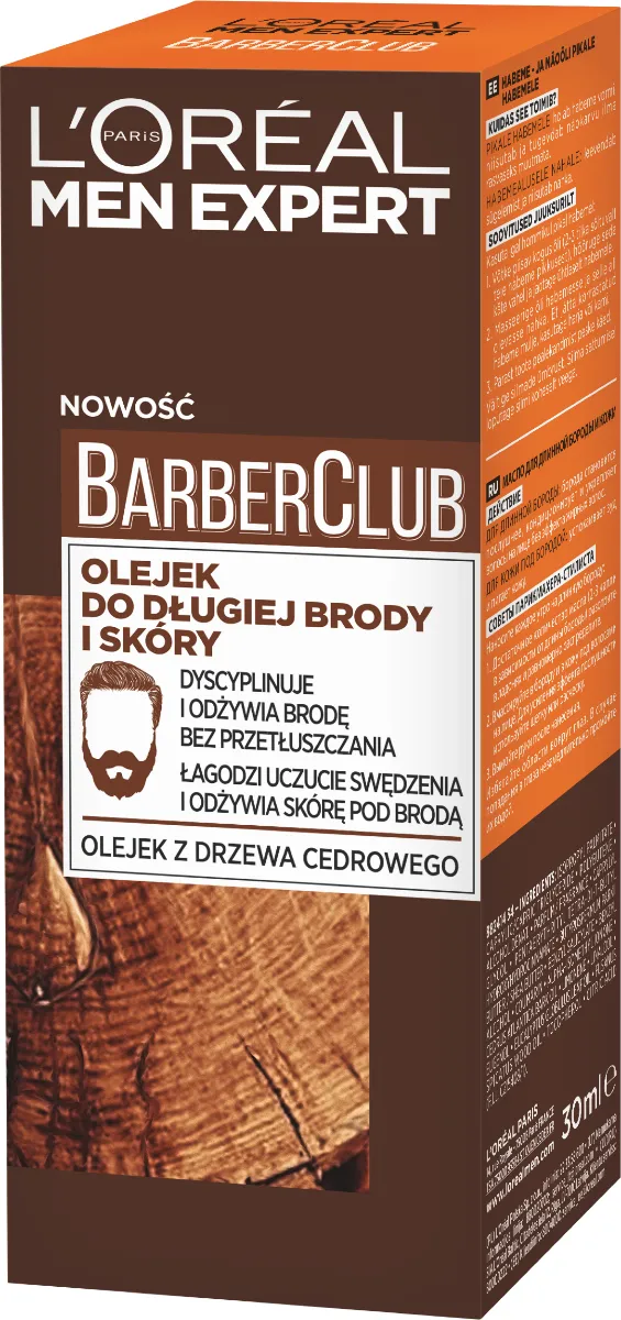 L`Oreal Men Expert Barber Club Olejek do długiej brody i skóry mężczyzn, 30 ml