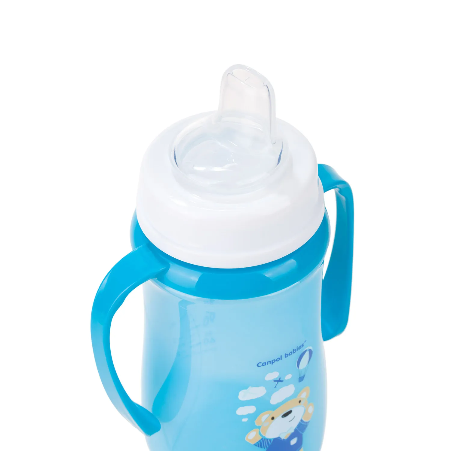 Canpol Babies, kubek treningowy z miękkim ustnikiem i uchwytami, od 6 miesiąca 35/208_blu, 240 ml 