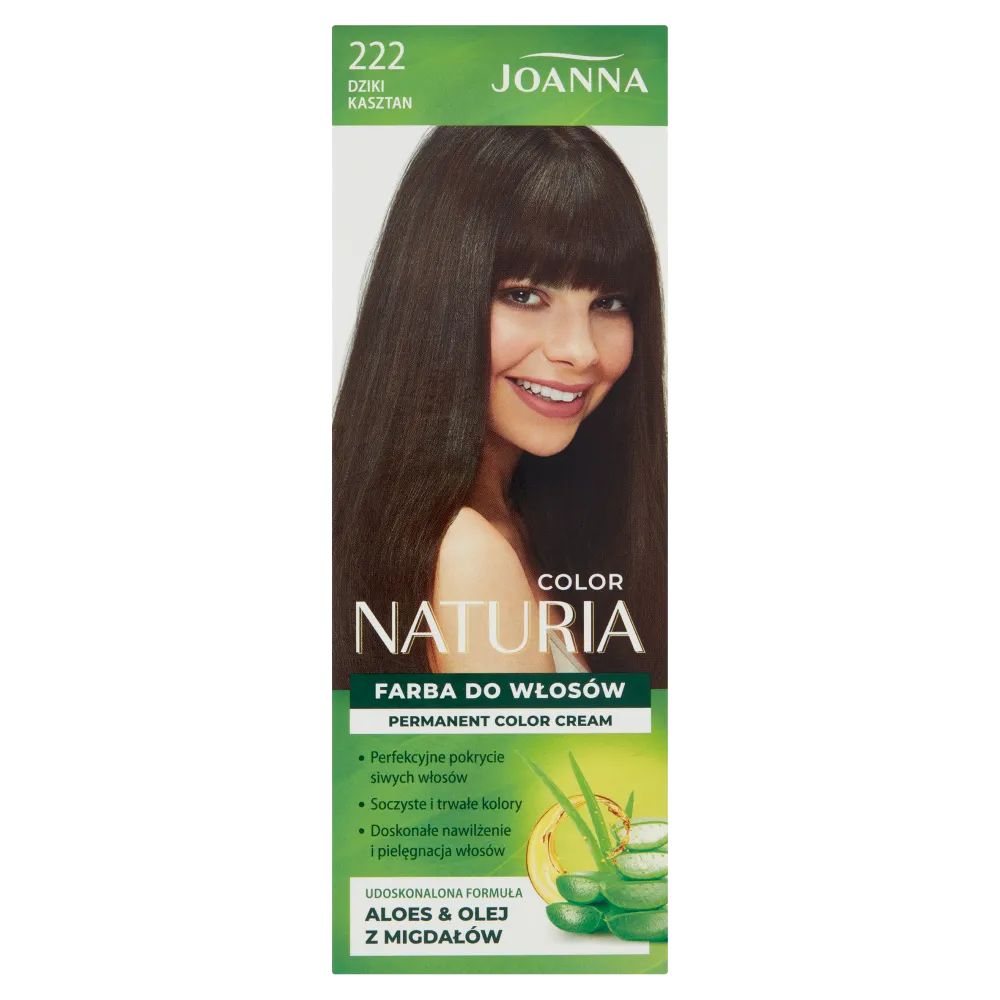 Joanna Naturia Color Farba do włosów nr 222 Dziki Kasztan, utleniacz 60 g + farba 40 g