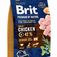 Brit Premium By Nature Senior S+M Karma sucha z kurczakiem dla starszych psów małych i średnich ras, 3 kg