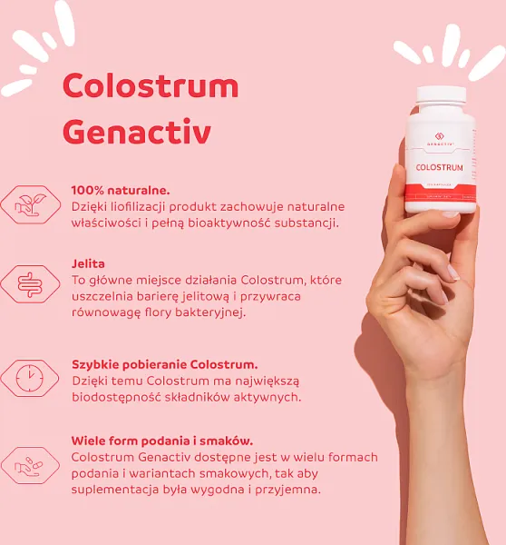 Colostrum Genactiv (Colostrigen), suplement diety, 120 kapsułek 