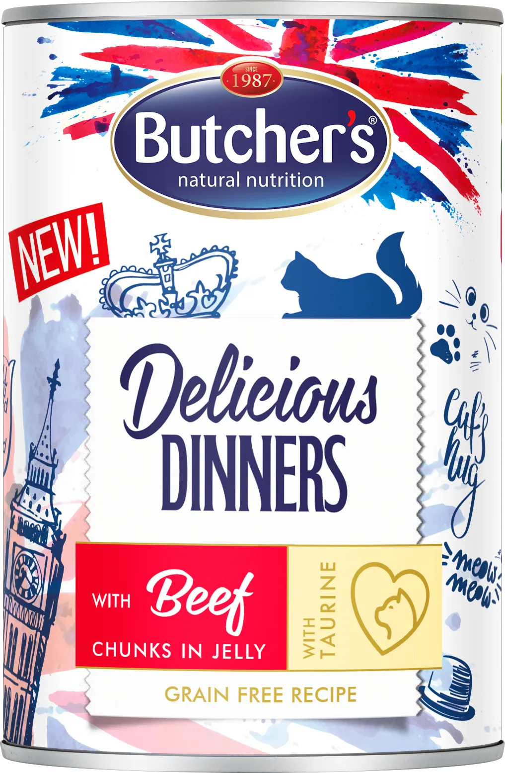 Butcher's Delicious Dinners Karma dla kota kawałki w galaretce z wołowiną, 400 g