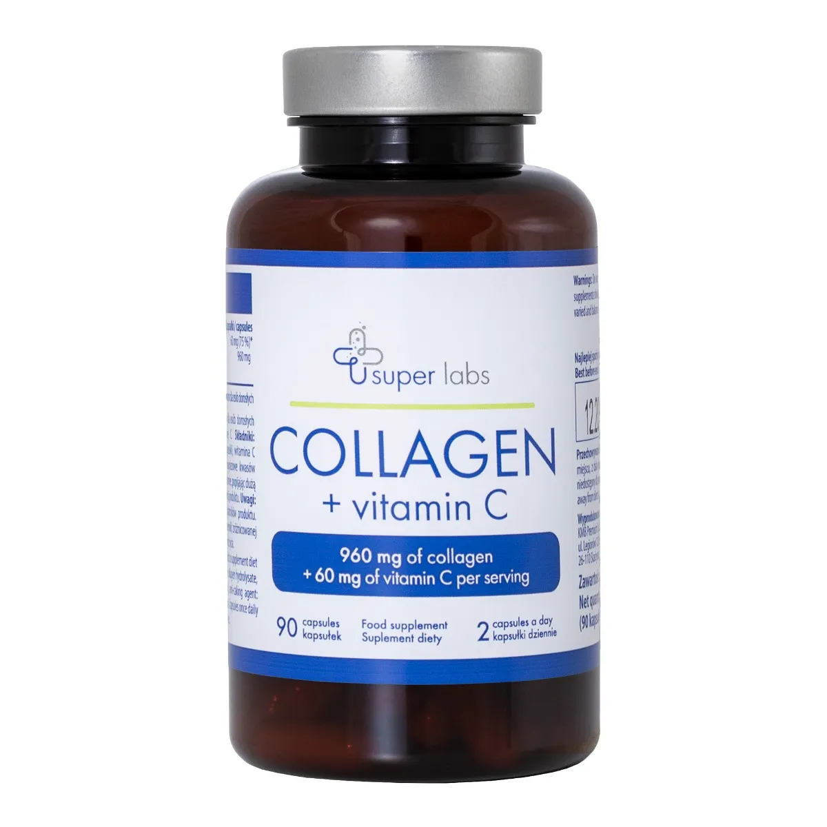 Super Labs Collagen+Vitamin C, suplement diety, 90 kapsułek