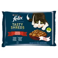 Felix Tasty Shreds Wiejskie Smaki karma z wołowiną i kurczakiem dla kotów, 4x80 g