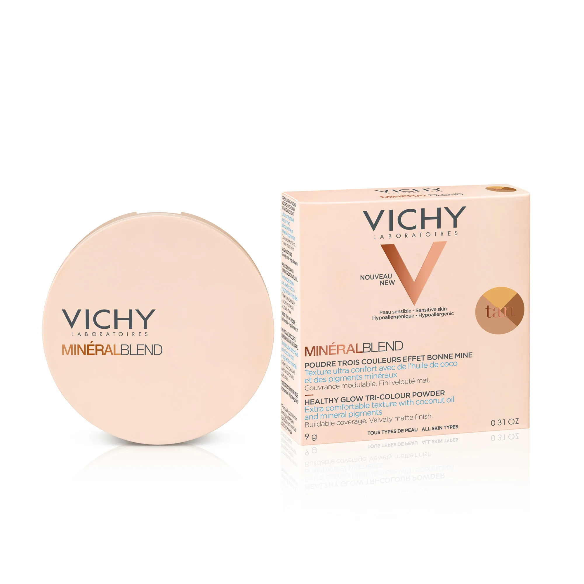 Vichy Mineralblend, puder mozaikowy w kompakcie trójkolorowy, nude tan, 9 g 
