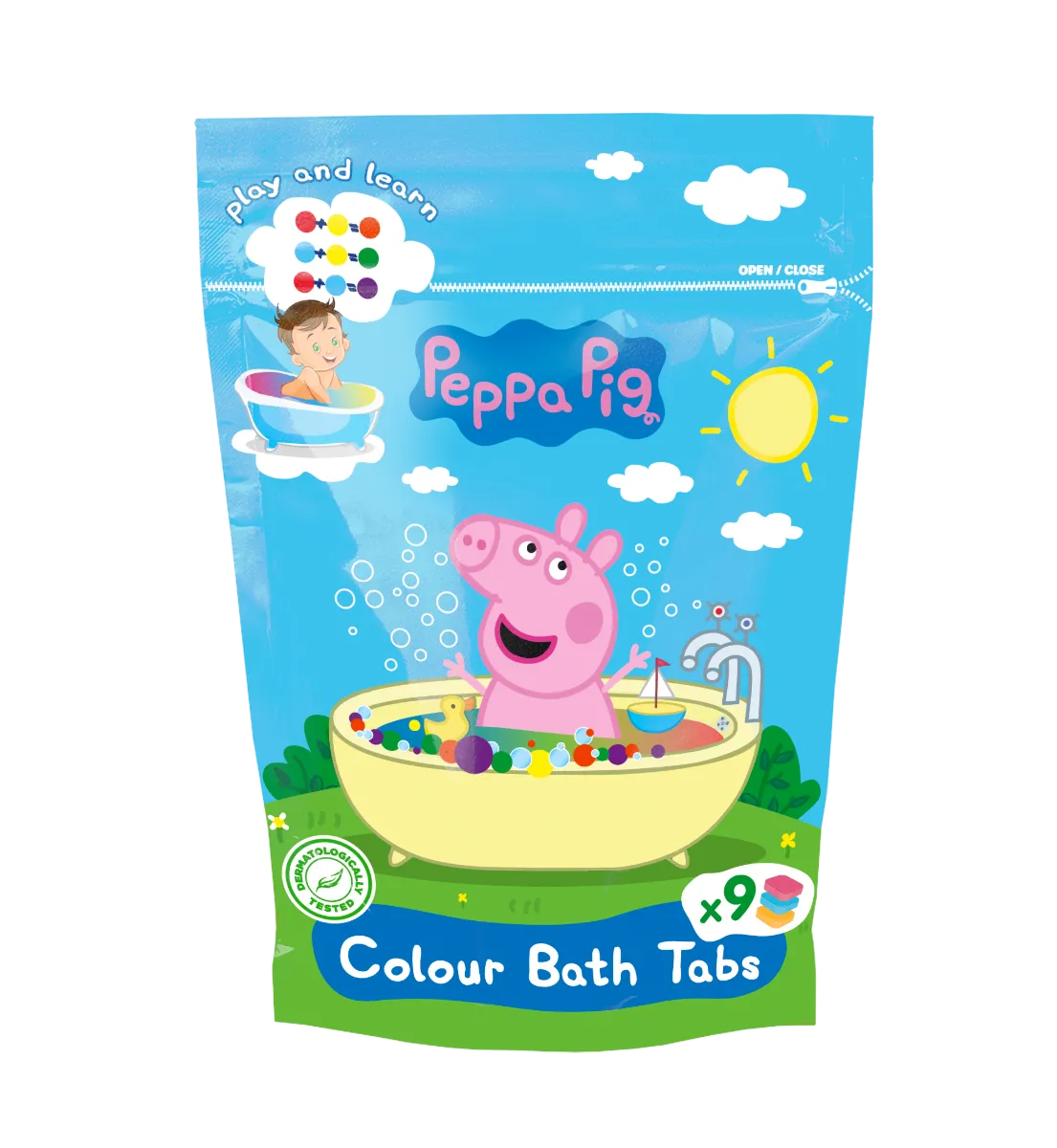 Świnka Peppa Colour Bath Tabs barwinki do kąpieli truskawka, jeżyna, pomelo, 9 x 16 g