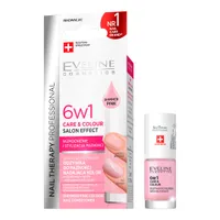 Eveline Cosmetics Nail Therapy Professional skoncentrowana odżywka do paznokci 6w1 nadająca kolor Shimmer Pink, 5 ml