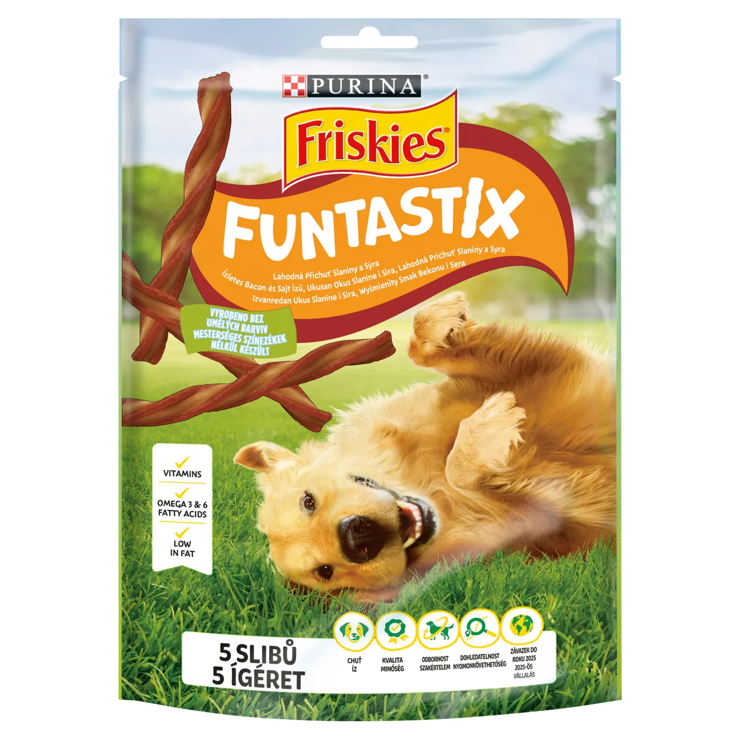 Friskies Funtastix Przekąski dla psów dorosłych o smaku bekonu i sera, 175 g