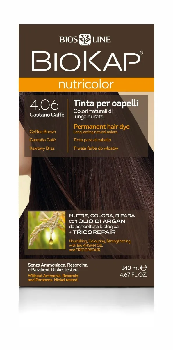 Biokap Nutricolor farba do włosów 4.06 kawowy brąz, 1 szt.