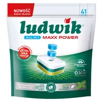 Ludwik All in 1 Maxx Power Tabletki do zmywarek miętowe, 41 szt.