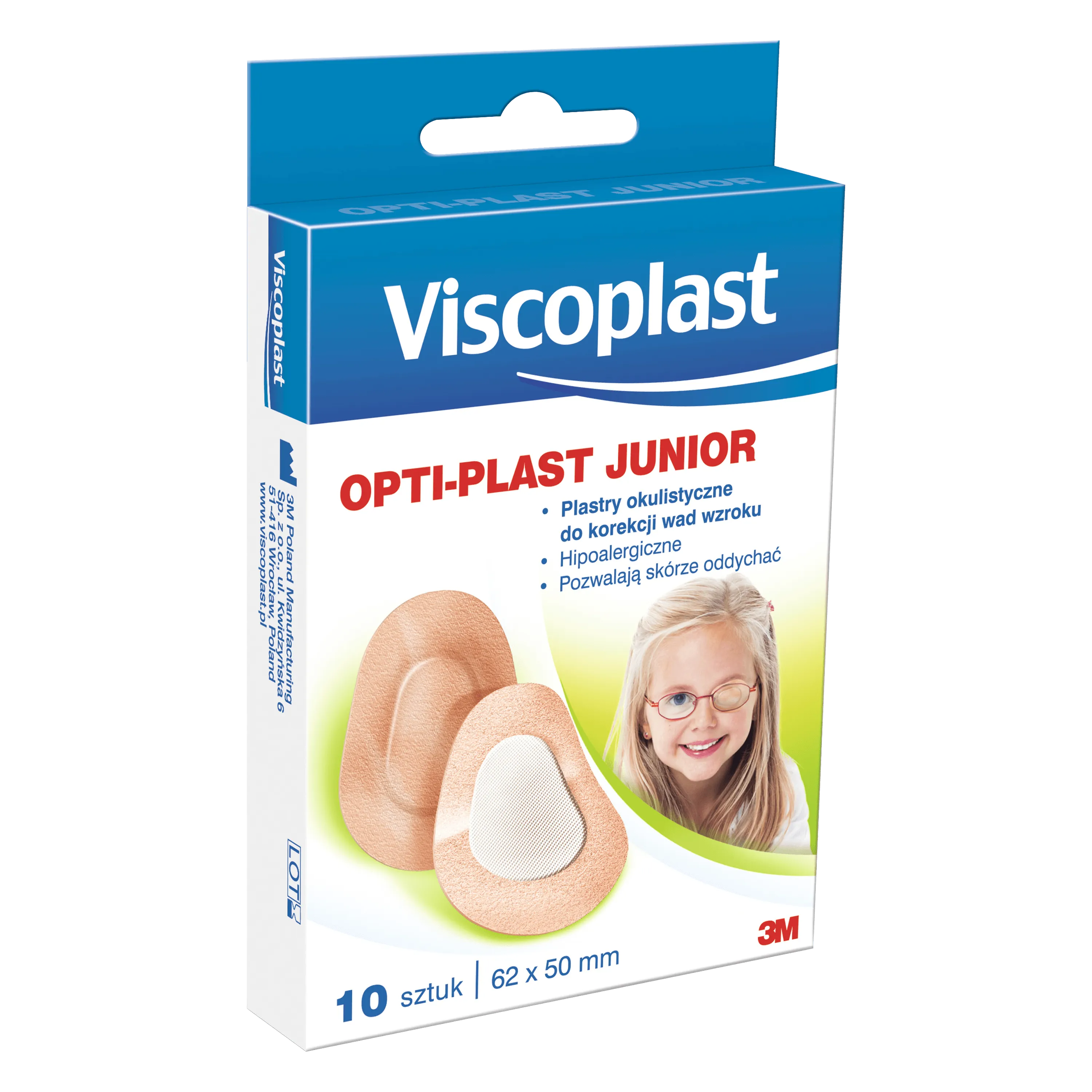 Viscoplast Opti-Plast Junior, plastry okulistyczne dla dzieci,  62mm x 50mm, 10 sztuk