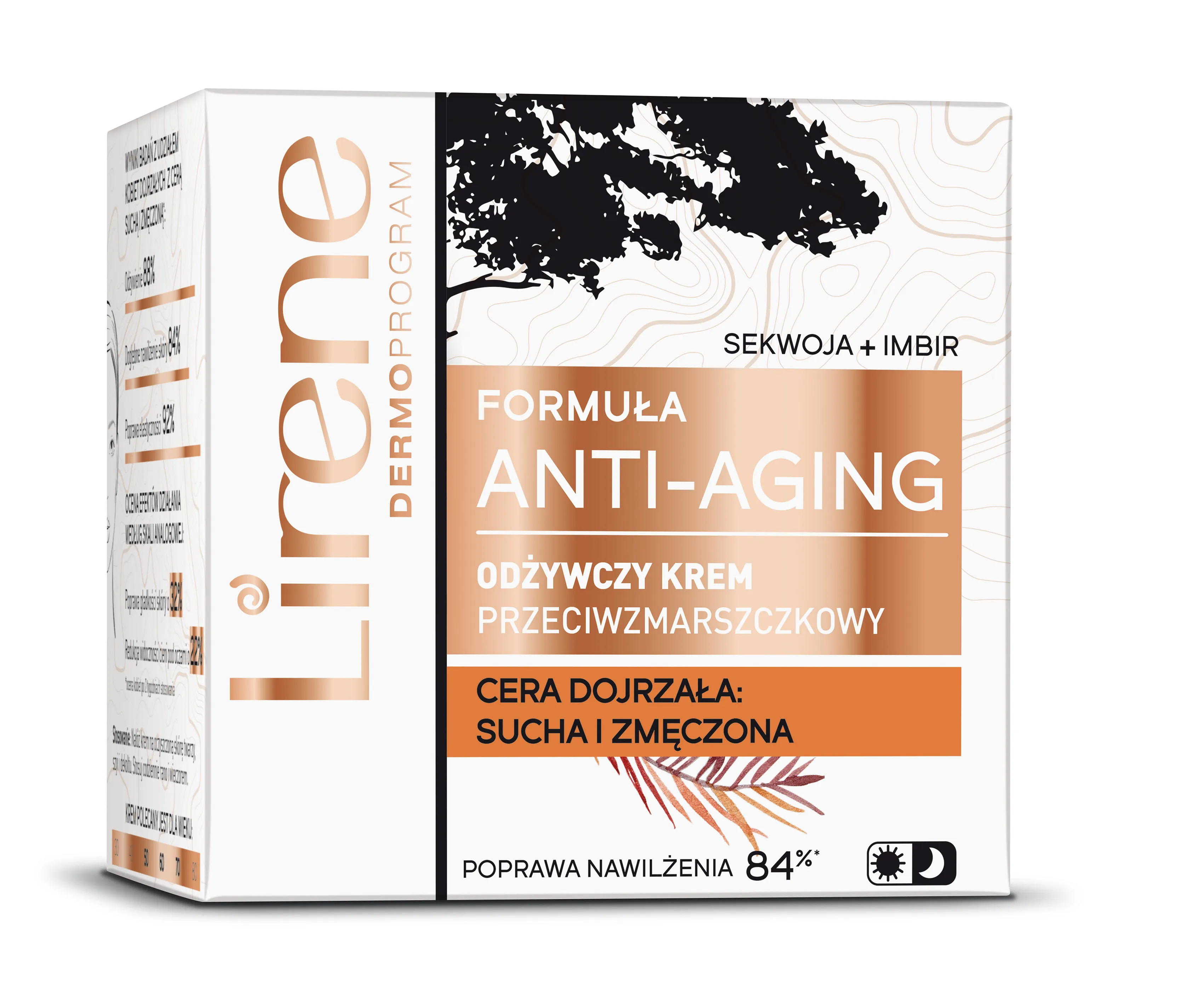 Lirene Formuła Anti-Aging Odżywczy krem do twarzy przeciwzmarszczkowy Sekwoja & Imbir, 50 ml