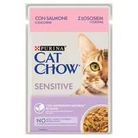Purina Cat Chow Sensitive Karma mokra dla kotów z łososiem w sosie, 85 g