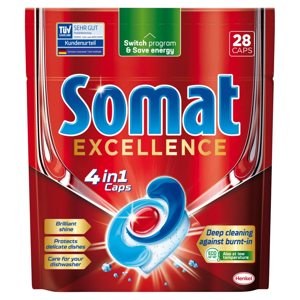 Somat Excellence 4 in 1 Kapsułki do zmywarki 4w1, 28 szt.