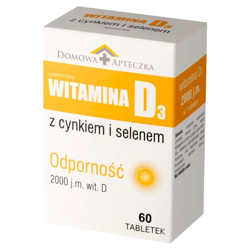 Domowa Apteczka Witamina D3 z Cynkiem i Selenem, suplement diety, 60 tabletek 