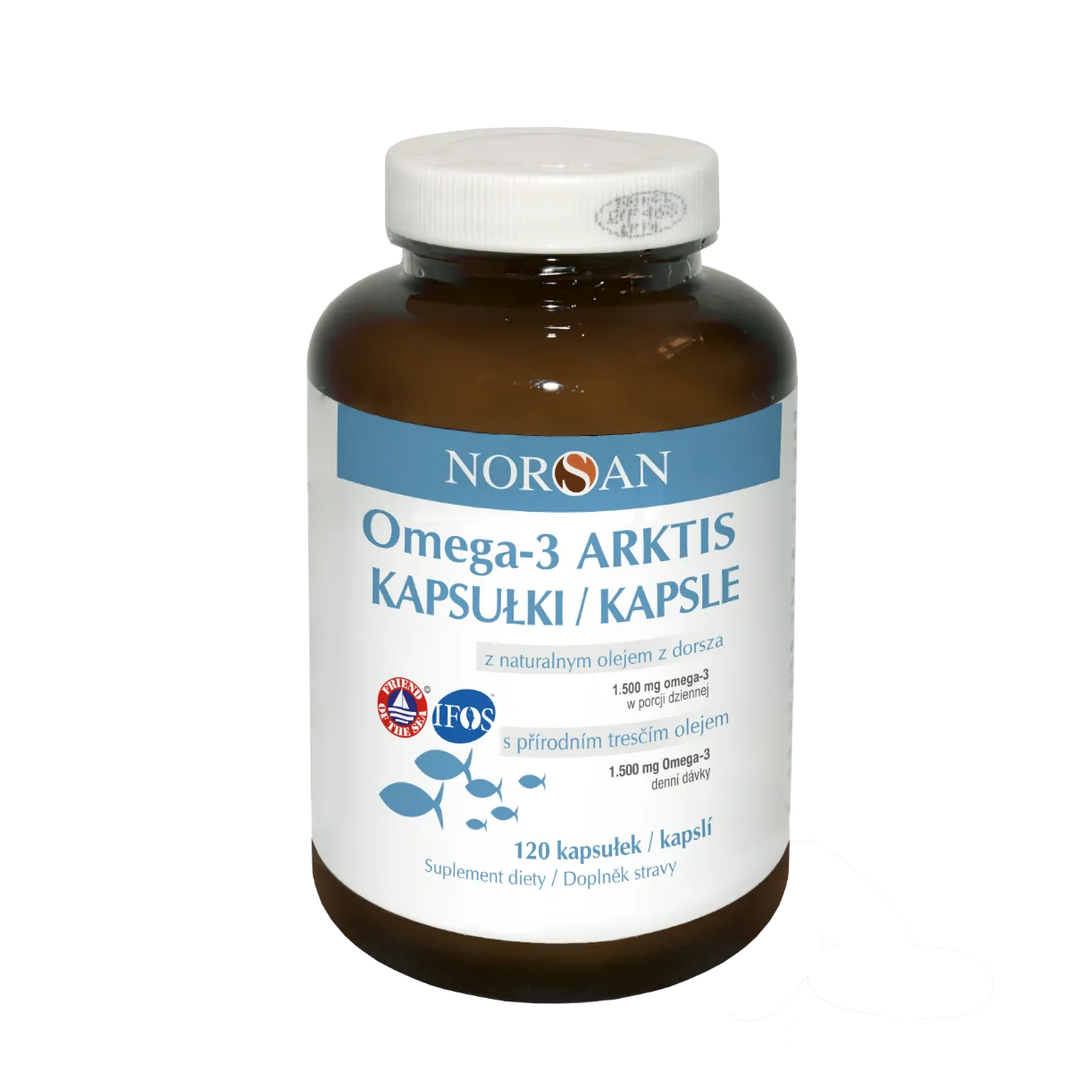 Norsan Omega-3 Artkis kapsułki z naturalnym olejem z dorsza arktycznego i ekstraktem z rozmarynu, 120 kapsułek 