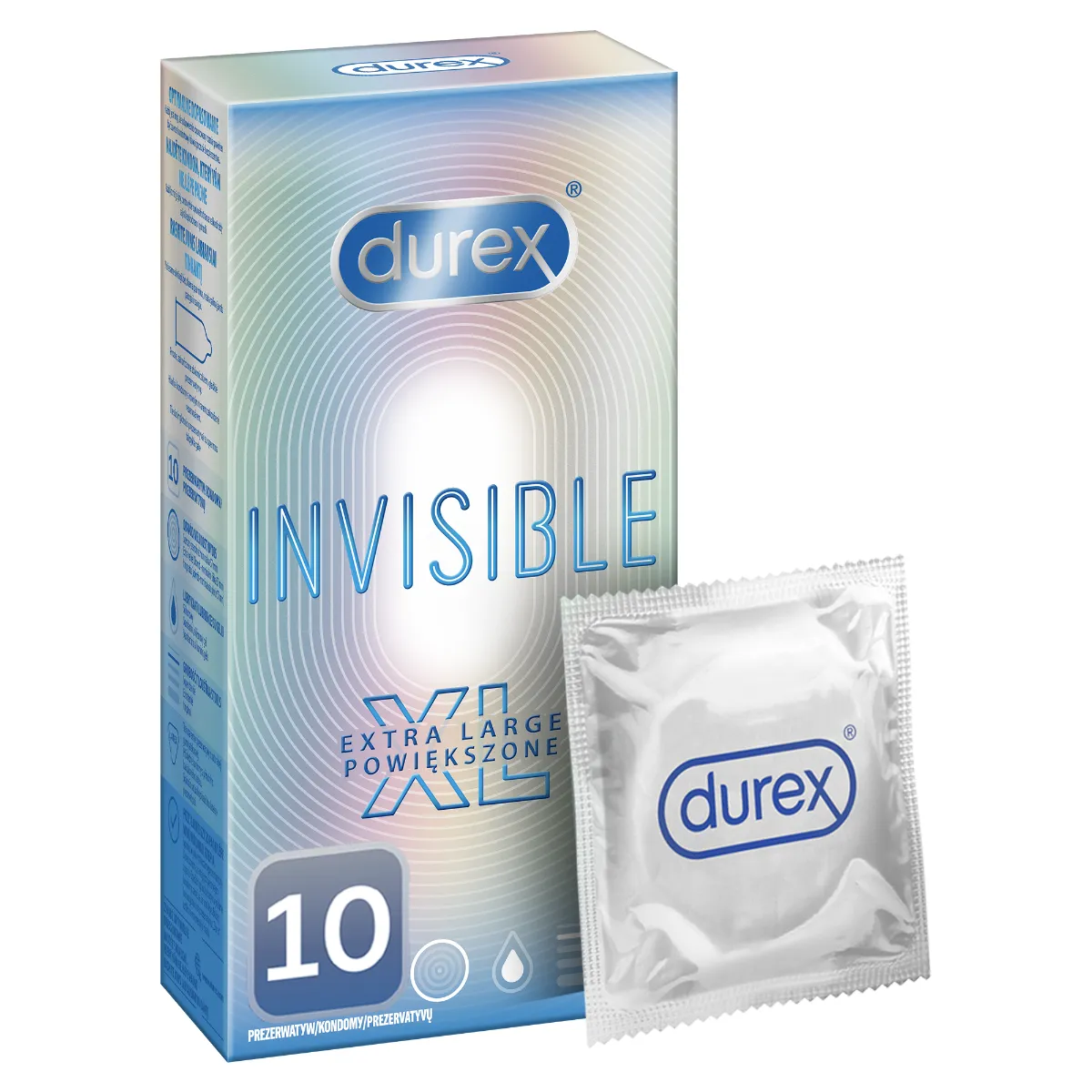 Durex Invisible XL, prezerwatywy, 10 sztuk 
