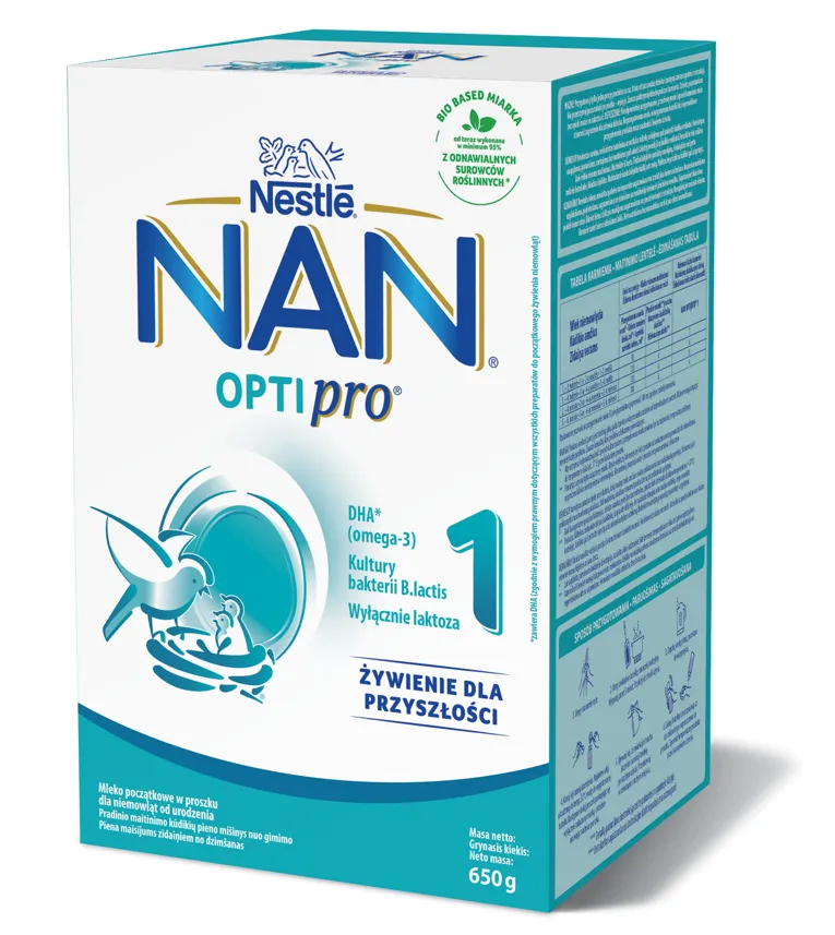 Nestle NAN Optipro 1 mleko modyfikowane dla niemowląt od urodzenia, 650g