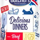 Butcher's Delicious Dinners Karma dla kota kawałki w galaretce z wołowiną, 400 g