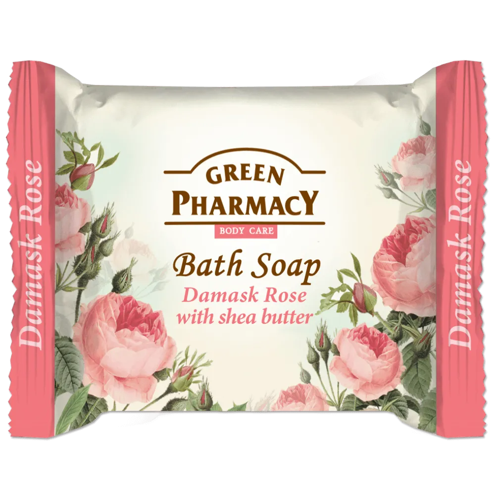 Green Pharmacy, mydło w kostce, róża damsceńska i masło shea, 100 g