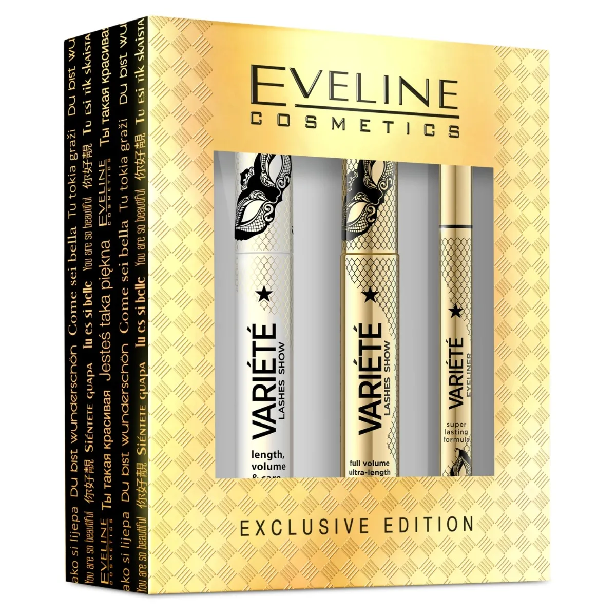 Eveline Cosmetics Variété zestaw do makijażu oczu tusz do rzęs + eyeliner + baza pod tusz, 1 szt.