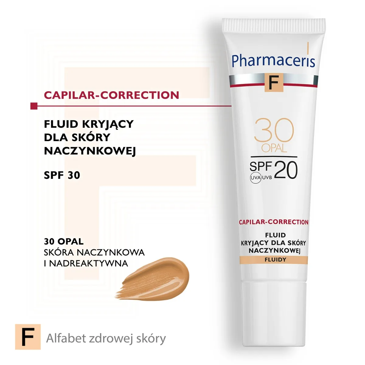 Pharmaceris F Capilar-Correction, fluid kryjący do skóry naczynkowej 30 Opal SPF 20, 30 ml 