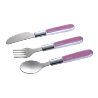 Canpol babies Metalowe sztućce dla dzieci łyżka widelec nóż różowe, 3 szt.