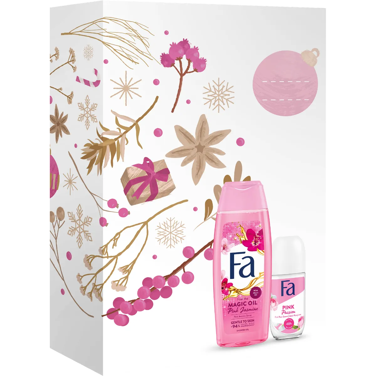 Fa zestaw kosmetyków żel pod prysznic Magic Oil Pink Jasmin + dezodorant w kulce Pink Passion, 250 ml + 50 ml