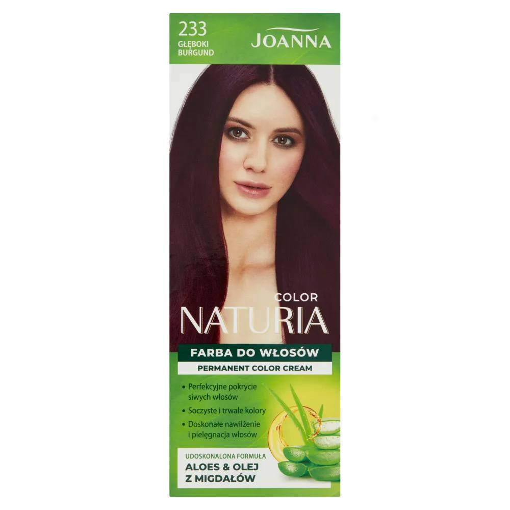 Joanna Naturia Color Farba do włosów nr 233 Głęboki Burgund, utleniacz 60 g + farba 40 g